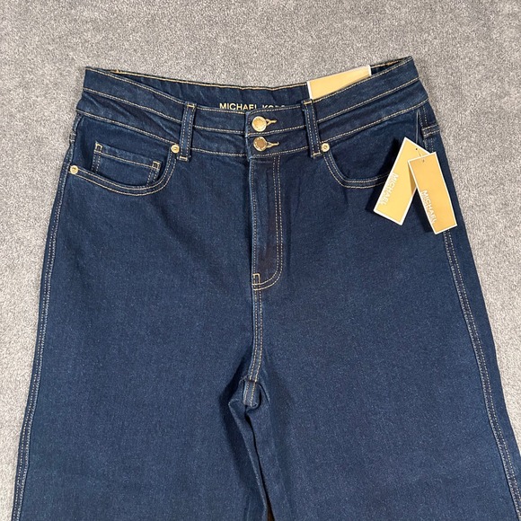 Michael Kors Denim Jeans Carmen Crop Wide Leg Blue Dark Wash Women's 8 NWT $110 - Picture 2 of 9